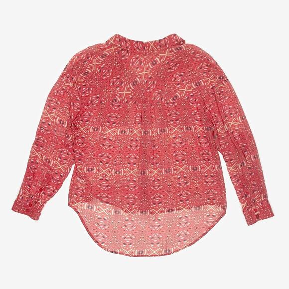 Free People Easy Rider Blouse Size M Red Boho Artsy Eclectic Beachy Flowy Summer - Picture 8 of 14